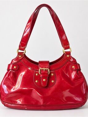 MAXX New York Red Patent Shoulder Bag Y2K Leopard Lining